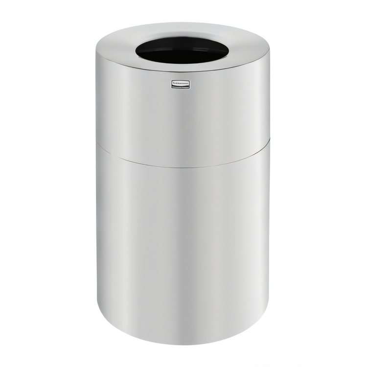 Product image #1 for Rubbermaid Commercial Designer Line 55 Gallon Aluminum Open-Top Waste Receptacle with Rigid Plastic Liner