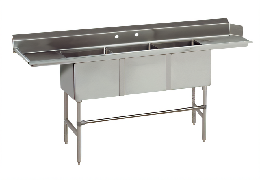 Product image #1 for Advance Tabco Special Value 83 Inch Left-Hand 3-Compartment Sink Dishtable with 16 Inch Left Drainboard