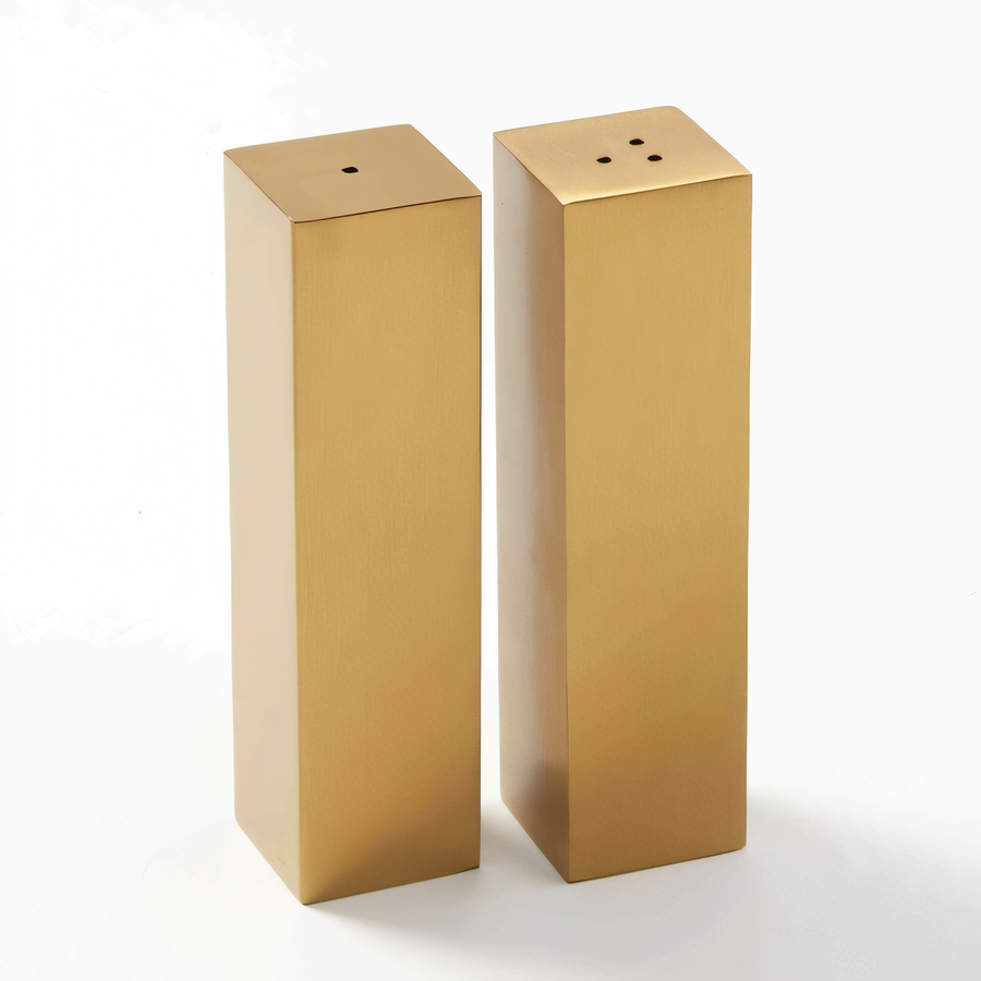 Product image #1 for American Metalcraft 3 oz Stainless Steel Salt and Pepper Shaker Set with Satin Gold Finish