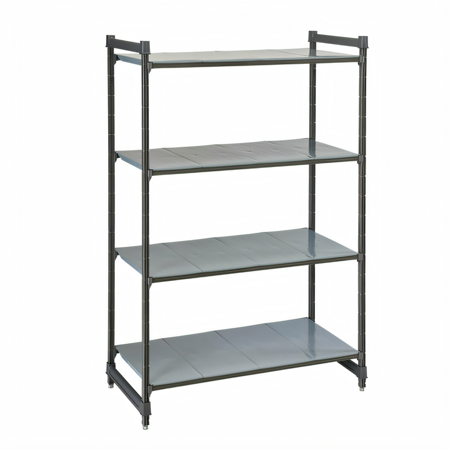 Product image #1 for Cambro Camshelving Basics Plus 4-Shelf Solid Stationary Starter Unit, 24" Deep x 30" Wide x 84" High, Brushed Graphite