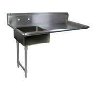 John Boos Undercounter Soiled Straight Dish Table with Left Sink, 60W x 30D x 44H