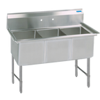 Thumbnail image #1 for BK Resources BKS6-3-18-14S Three-Compartment Stainless Steel Sink, 18 x 18 x 14-Inch Compartments, 10-Inch Backsplash, No Drainboards