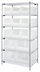Thumbnail image #1 for Quantum 36-Inch Wide Stationary Chrome-Plated Wire Shelving Bin System with Clear Bins