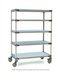 Thumbnail image #1 for MetroMax 4 5-Tier Mobile All-Polymer Shelving Unit, 48W x 18D x 80H, Blue, Open Grid & Solid Shelves