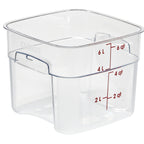 Thumbnail image #1 for Cambro CamSquare® 6SFSPROCW135 6 qt Square Polycarbonate Food Storage Container, Clear, Red Graduations, 9" x 9" x 7-1/10" Case of 6