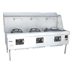 Thumbnail image #1 for Town Equipment York Y-3-SS Commercial Gas Wok Range, 3 Chambers, Water-Cooled Top, Stainless Steel, Knee L Lever Controls