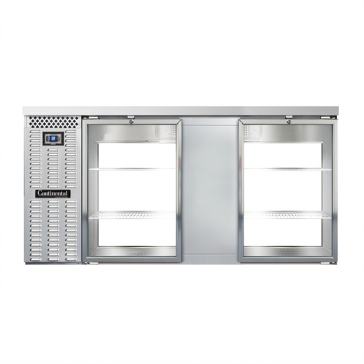 Product image #1 for Continental Refrigerator BB69SNSSGDPT 69" Shallow Depth Four-Glass Door Pass-Thru Back Bar Cooler