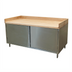 Thumbnail image #1 for BK Resources 72-Inch x 36-Inch Wood Top Chef Table with Cabinet Base and Hinged Doors