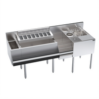 Krowne Royal Series Single Zero-Step Speed Station with Sink, Glass Rinser, and Speedrail, 70 Inch x 24 Inch