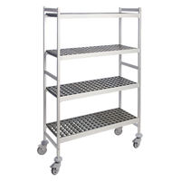 Fermostock 4-Tier Mobile Shelving Unit with Removable Polymer Inserts, 52W x 14D x 71H