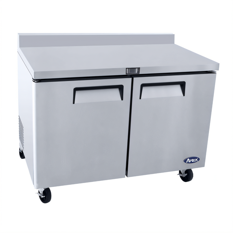 Product image #1 for Atosa 48.3-Inch Two-Section Reach-In Worktop Refrigerator with Backsplash and Solid Doors
