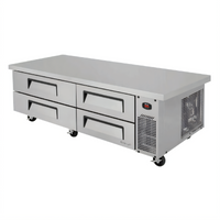 Turbo Air Super Deluxe 78-Inch Extended Top Chef Base Refrigerator, 4-Drawer, Self-Contained Side-Mounted