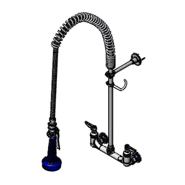 Product image #1 for EasyInstall 8-Inch Wall-Mount Pre-Rinse Unit with Mixing Faucet, 44-Inch Hose, and 6-Inch Wall Bracket