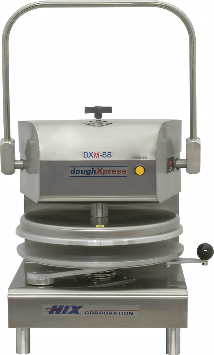 Product image #1 for DoughXpress DXM-SS-120 Commercial Manual Pizza Dough Press with Heated Upper Platen, 18" Diameter