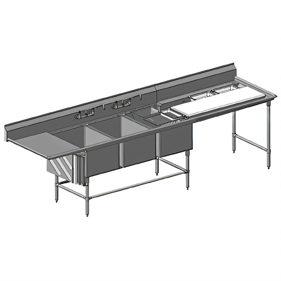 Product image #1 for Eagle Group Spec-Master FNP Series 3-Compartment Stainless Steel Prep Sink with Right-Hand Prep Area