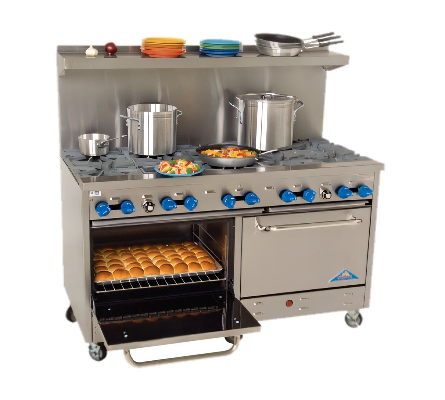Product image #1 for Comstock-Castle F3226-2RB 60-Inch Stainless Steel Gas Range with 6 Star Burners, 24-Inch Char-Broiler, and 2 Standard Ovens
