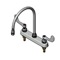 T&S Brass B-1120-135X-WH4 Deck-Mount Workboard Faucet, 8-Inch Centers, 8-13/16-Inch Swivel Gooseneck, Wrist Handles