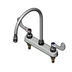 Thumbnail image #1 for T&S Brass B-1120-135X-WH4 Deck-Mount Workboard Faucet, 8-Inch Centers, 8-13/16-Inch Swivel Gooseneck, Wrist Handles