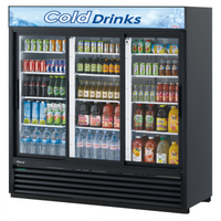 Turbo Air TGM-69R(B)-N 3-Section Glass Door Merchandiser Refrigerator, 61.83 Cu. Ft., Black Trim