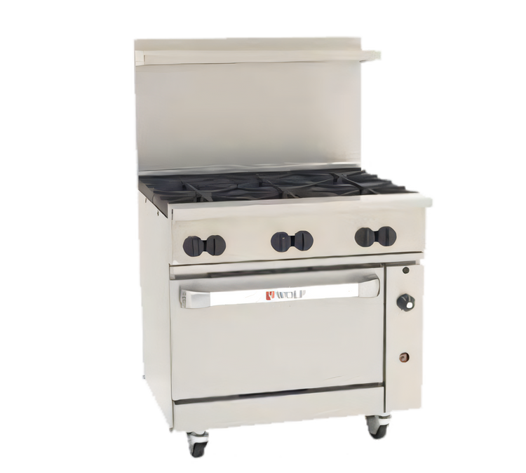 Product image #1 for Wolf Challenger XL 36-Inch Gas Restaurant Range with 6 Open Burners and Convection Oven