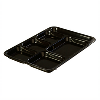 Right-Handed 6-Compartment Rectangular ABS Plastic Compartment Tray, Black, 14-3/8 x 10 Inches