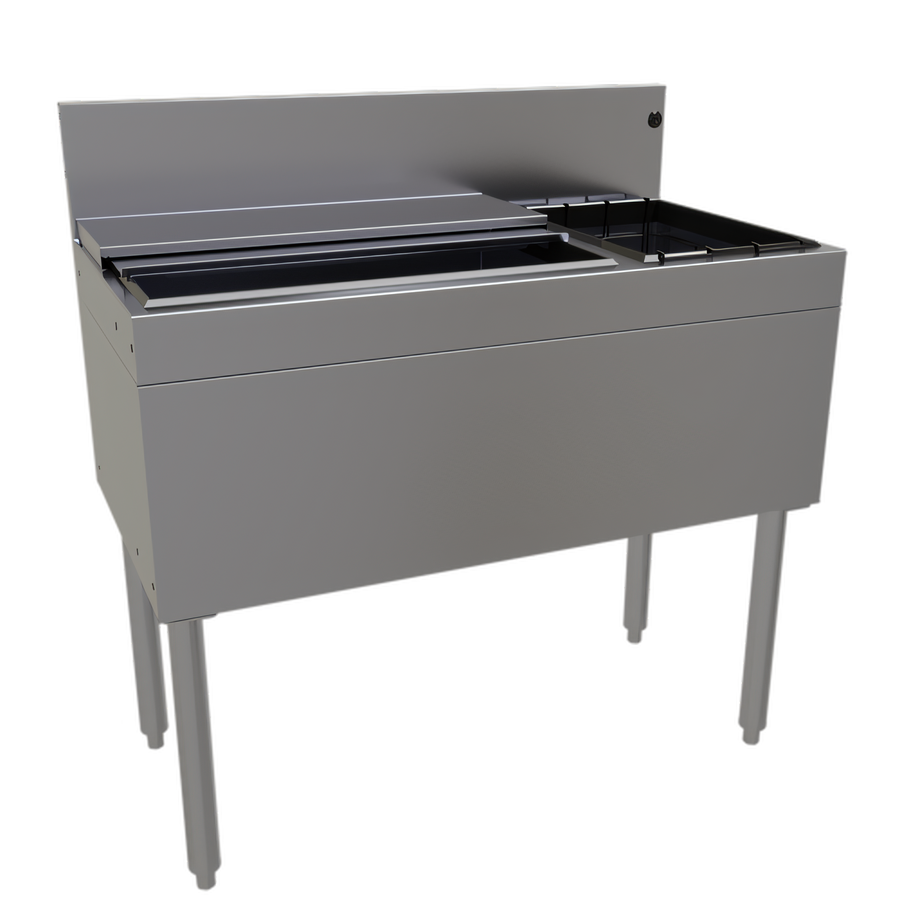 Product image #1 for Glastender 36-Inch Underbar Combo Ice Bin/Cocktail Unit with Right-Side Bottle Well and 10-Circuit Cold Plate