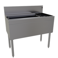 Glastender 36-Inch Underbar Combo Ice Bin/Cocktail Unit with Right-Side Bottle Well and 10-Circuit Cold Plate