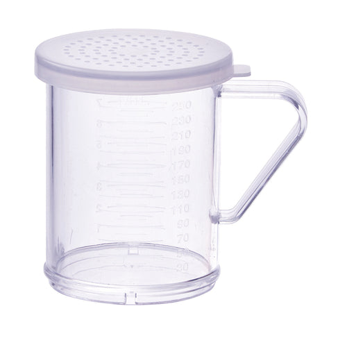 Product image #1 for Winco 10 oz Clear Polycarbonate Spice Shaker/Dredge with Handle and Medium Holes