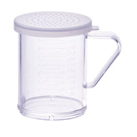 Winco 10 oz Clear Polycarbonate Spice Shaker/Dredge with Handle and Medium Holes