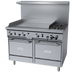 Thumbnail image #1 for Garland GFE Starfire Pro 48-Inch Gas Restaurant Range with 2 Open Burners, 36-Inch Thermostatic Griddle and 2 Space Saver Ovens