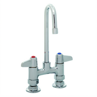 equip 4-Inch Centers Deck Mount Mixing Faucet with 3-Inch Rigid Gooseneck and Lever Handles