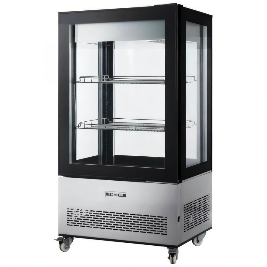 Product image #1 for Omcan Floor Model Full-Service See-Thru Refrigerated Display Case, 12.36 Cu. Ft., Self-Contained, Glass Ends