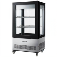 Omcan Floor Model Full-Service See-Thru Refrigerated Display Case, 12.36 Cu. Ft., Self-Contained, Glass Ends