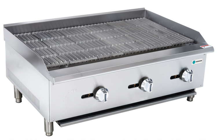 Product image #1 for Hurakan by Equip.me 36-Inch Countertop Gas Charbroiler with 3 Burners and Manual Controls