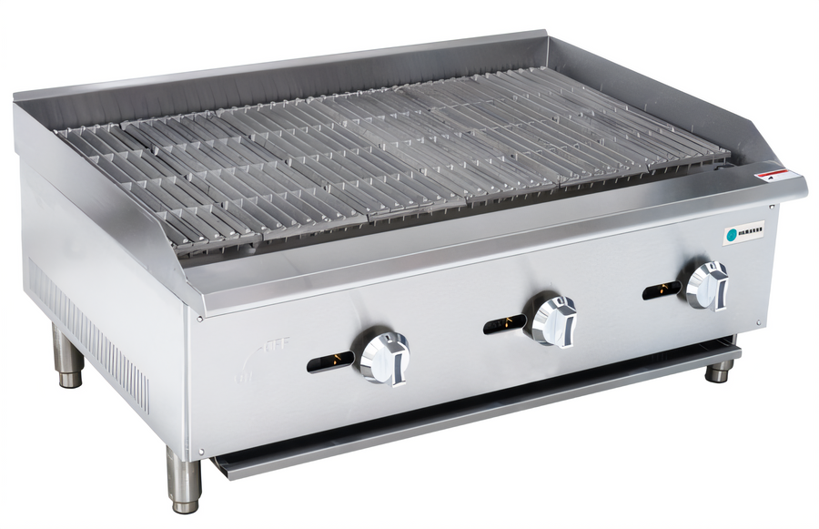 Product image #1 for Hurakan by Equip.me 36-Inch Countertop Gas Charbroiler with 3 Burners and Manual Controls