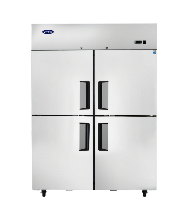 Product image #1 for Atosa Two-Section Top-Mount Self-Contained Reach-In Freezer with 4 Solid Half Doors, 43.2 Cu. Ft., Stainless Steel