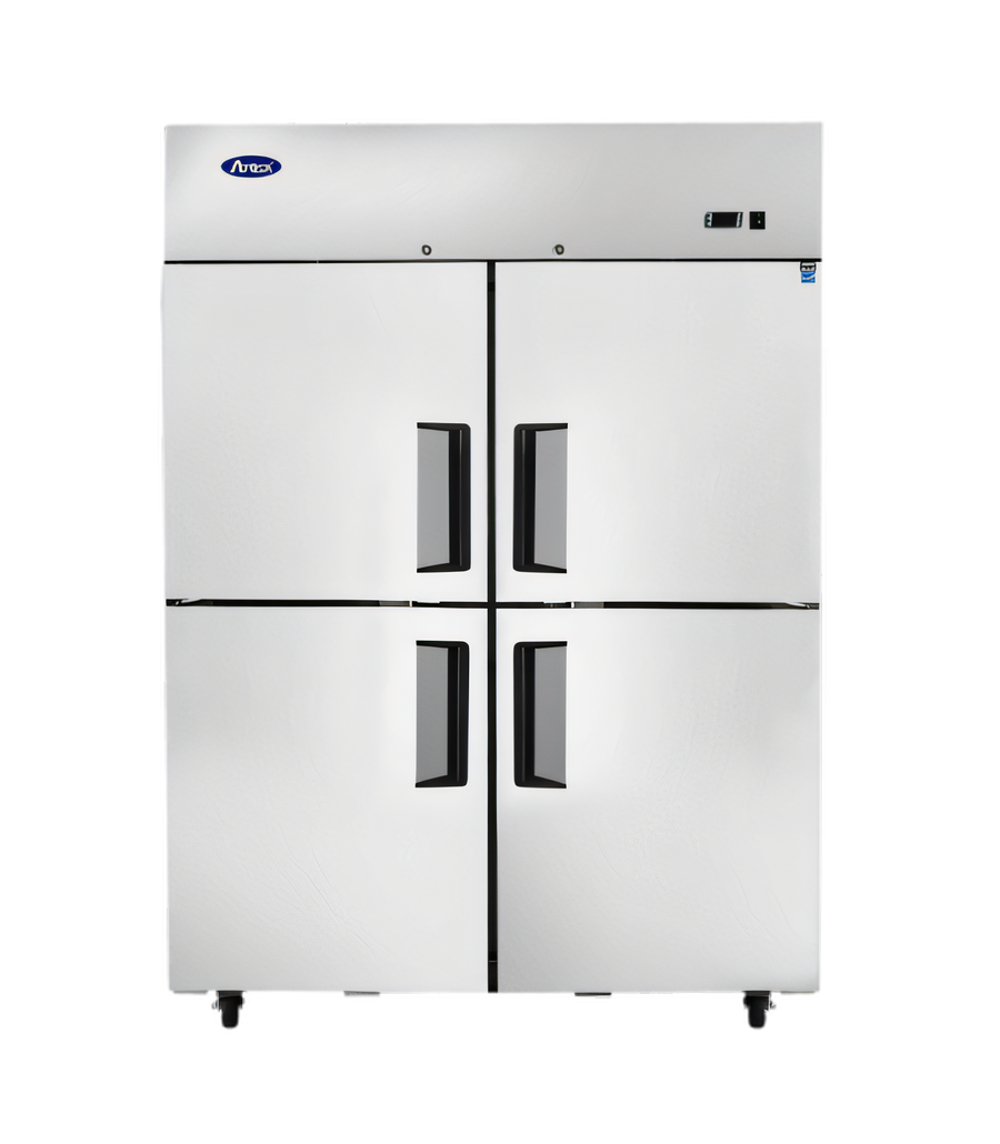 Product image #1 for Atosa Two-Section Top-Mount Self-Contained Reach-In Freezer with 4 Solid Half Doors, 43.2 Cu. Ft., Stainless Steel