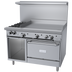 Thumbnail image #1 for Garland G Starfire Pro 48-Inch Gas Restaurant Range with 2 Open Burners, 36-Inch Griddle, Convection Oven and Storage Base