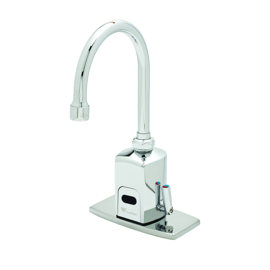 Product image #1 for T&S Brass ChekPoint Above-Deck Electronic Touchless Faucet with 4-Inch Centers and Gooseneck Swivel/Rigid Spout