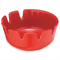 Spill-Stop Red Plastic Ashtray, 4-Inch Diameter
