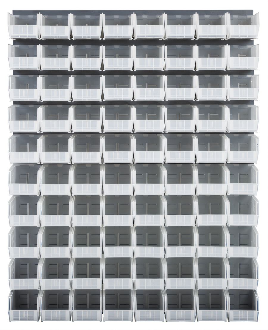 Product image #1 for Quantum Wall-Mounted Louvered Panel Starter Unit with 80 Clear Bins