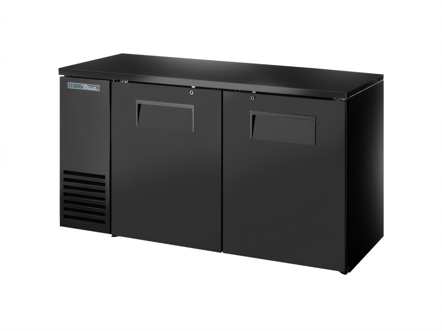Product image #1 for 60-Inch Wide, 24-Inch Deep Two-Section Single-Zone Back Bar Cooler with Solid Swing Doors and Black Exterior
