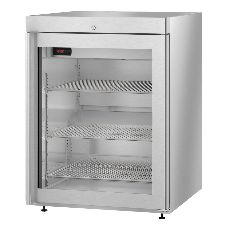 Product image #1 for Hoshizaki Compact 24-Inch Undercounter Glass Door Reach-In Refrigerator, 3.87 Cu. Ft., Self-Contained Rear-Mounted, Stainless Steel