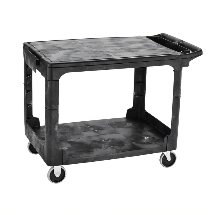 Product image #1 for Flat Shelf Utility Bus Cart, 2 Shelves, 44 x 26 x 33 Inches, 500 lb Capacity, Black