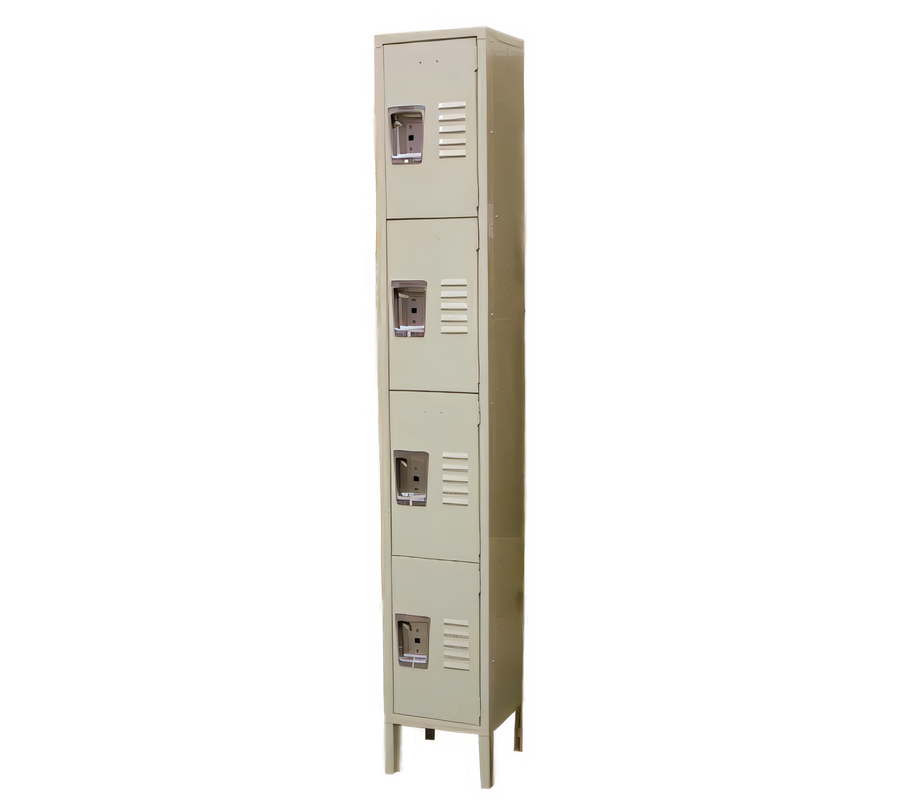 Product image #1 for Omcan 4-Tier Painted Steel Floor Locker with Recessed Handle, 12 x 18 x 78 Inches