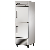 True One-Section Reach-In Refrigerator with 2 Solid Half Swing Doors, Stainless Steel, Bottom-Mounted Self-Contained Refrigeration