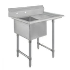 Thumbnail image #1 for Klinger's Trading ECS11824DR24 1-Compartment 304 Stainless Steel Sink with Right-Hand Drainboard, 18" x 24" x 14" Compartment, 9" Backsplash