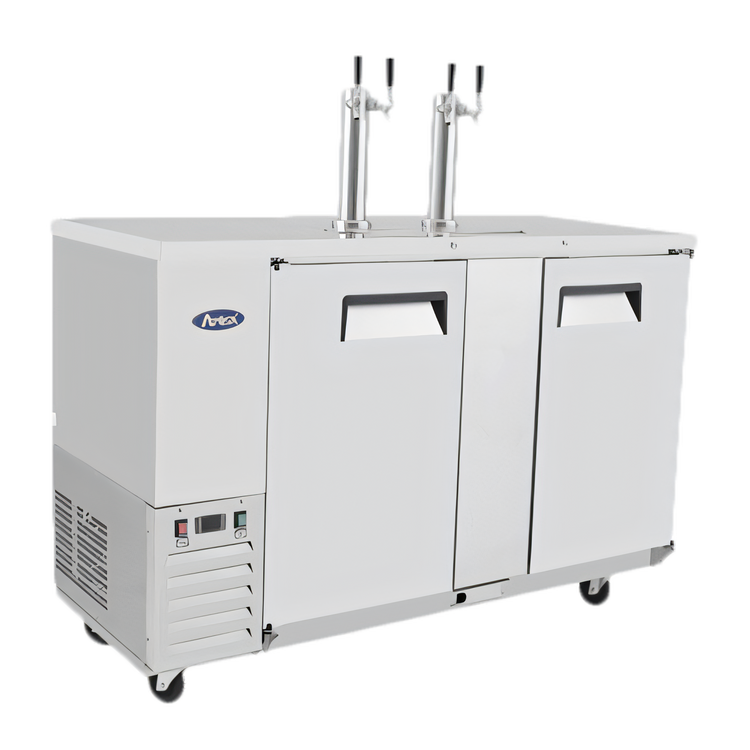 Product image #1 for Atosa 57.8-Inch 2-Door Direct Draw Keg Cooler with 2 Dual Faucet Towers