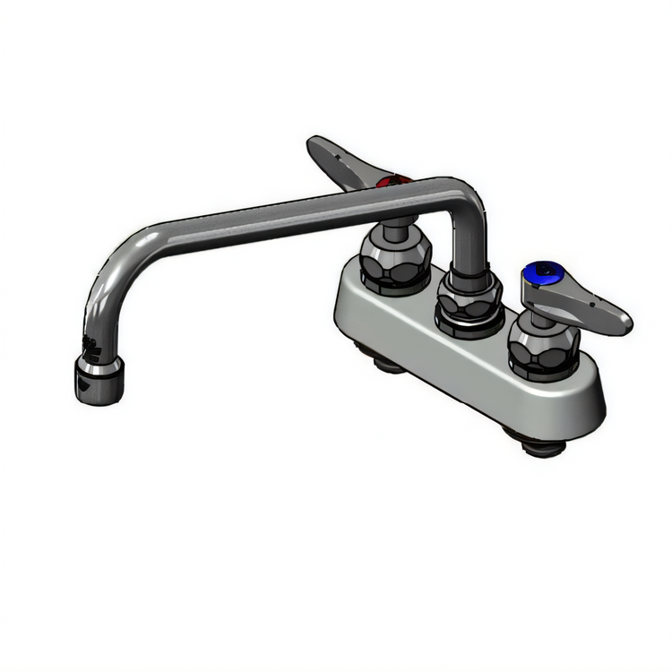Product image #1 for T&S Brass 4-Inch Center Deck Mount Low-Lead Workboard Mixing Faucet with 10-Inch Swing Nozzle