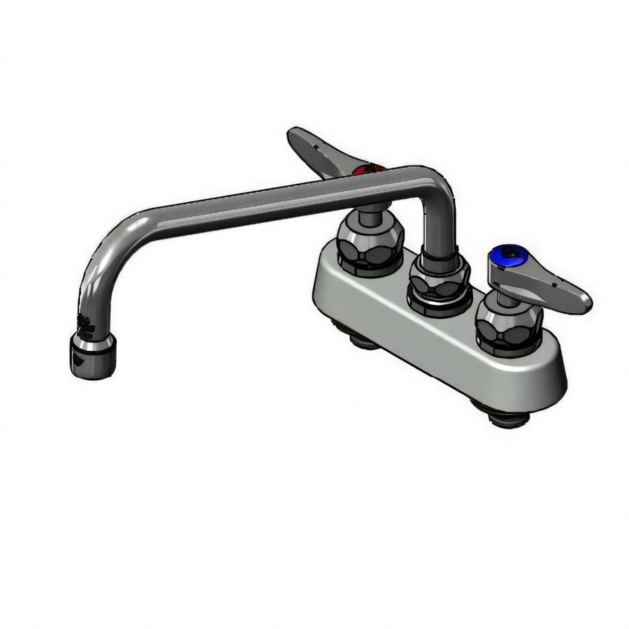 Product image #1 for T&S Brass 4-Inch Center Deck Mount Low-Lead Workboard Mixing Faucet with 10-Inch Swing Nozzle